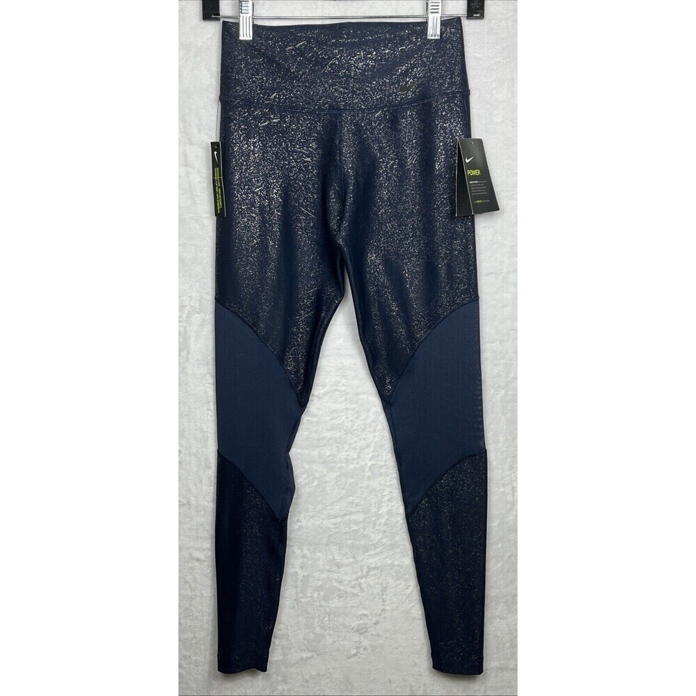 Nike Dri-Fit High Intensity Training Leggings Pants Blue Metallic Size XS NWT